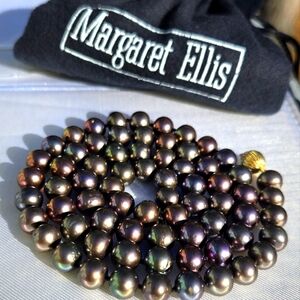 Margaret Ellis 24" pearl necklace with gold tone safety clasp